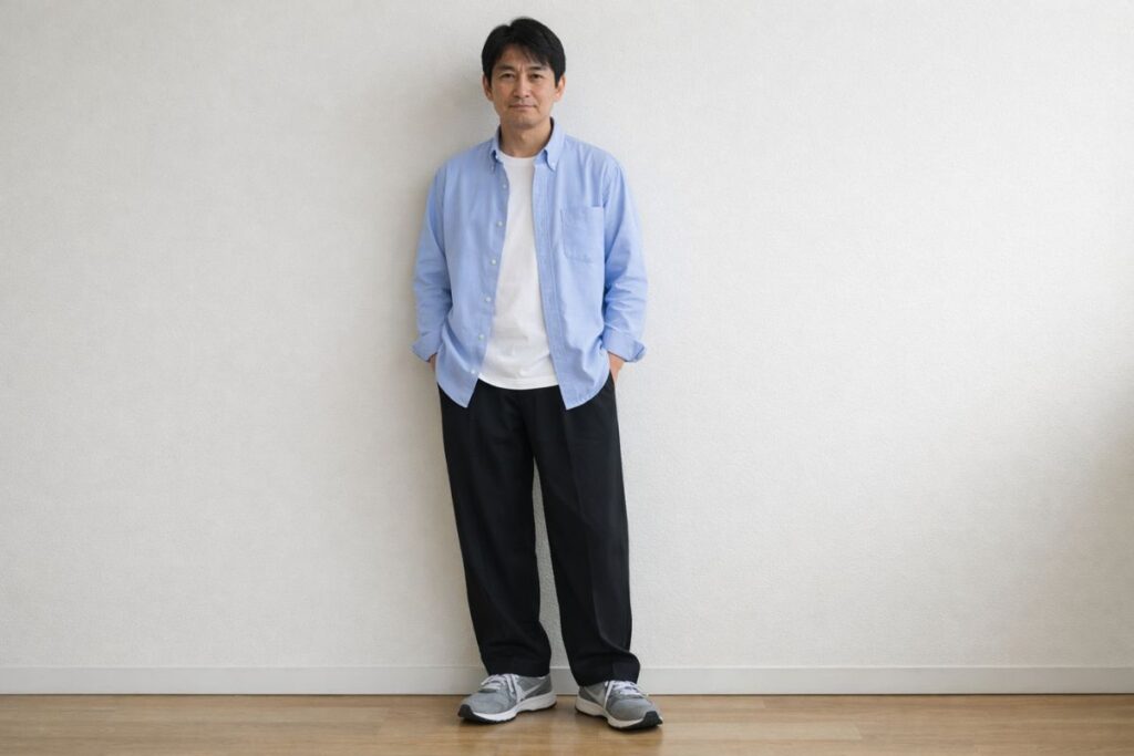 医療脱毛のカウンセリングに行く40代男性の清潔感のある服装例