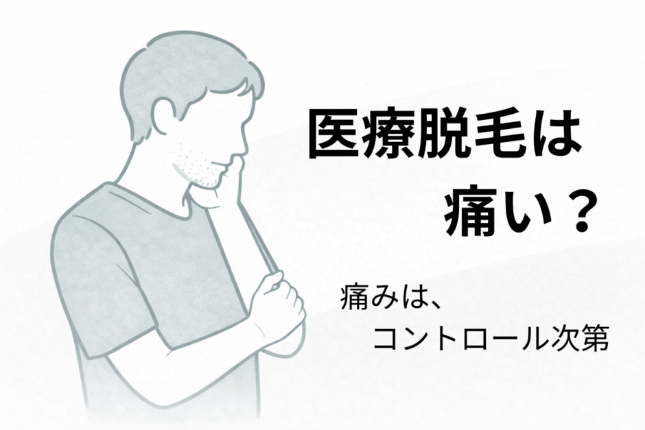 医療脱毛の痛みについて考える40代男性のイメージイラスト