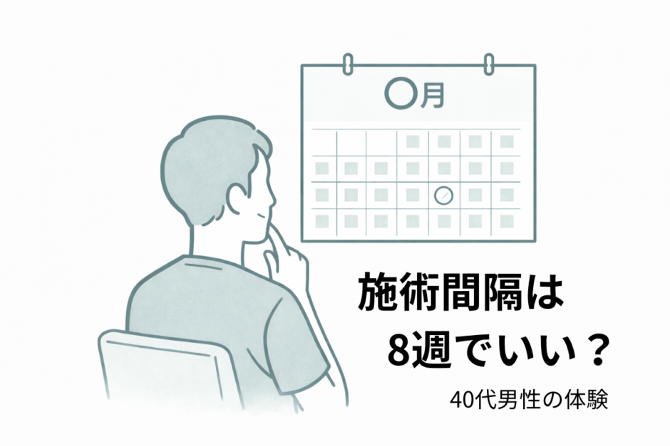 医療脱毛の施術間隔（8週間隔）を解説する記事のアイキャッチイラスト