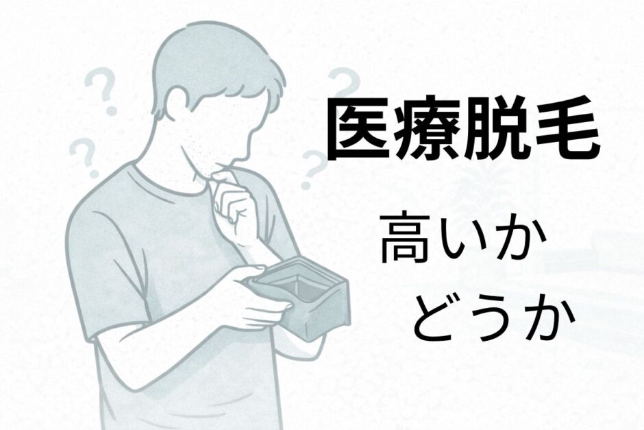 医療脱毛は高いのかどうか悩んでいる40代男性のイメージ