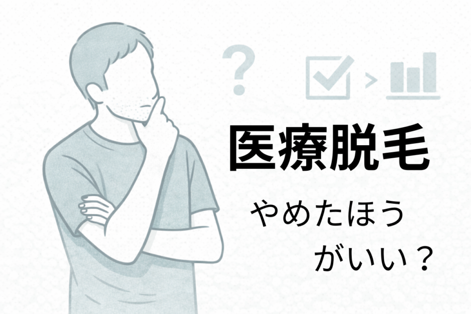 医療脱毛はやめたほうがいいか悩む40代男性のイメージ