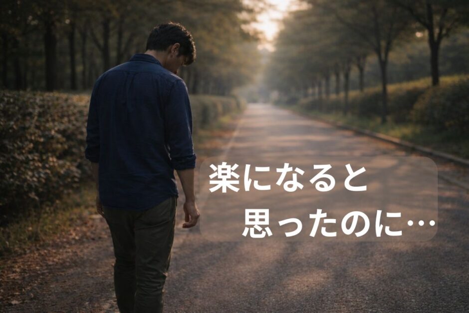 ヒゲ脱毛4回目でまだ終わらないと感じながら歩く40代男性のイメージ