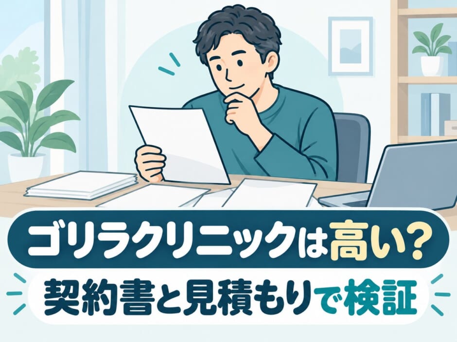 ゴリラクリニックは高いのかを契約書と見積もりで検証する40代日本人男性のイメージ