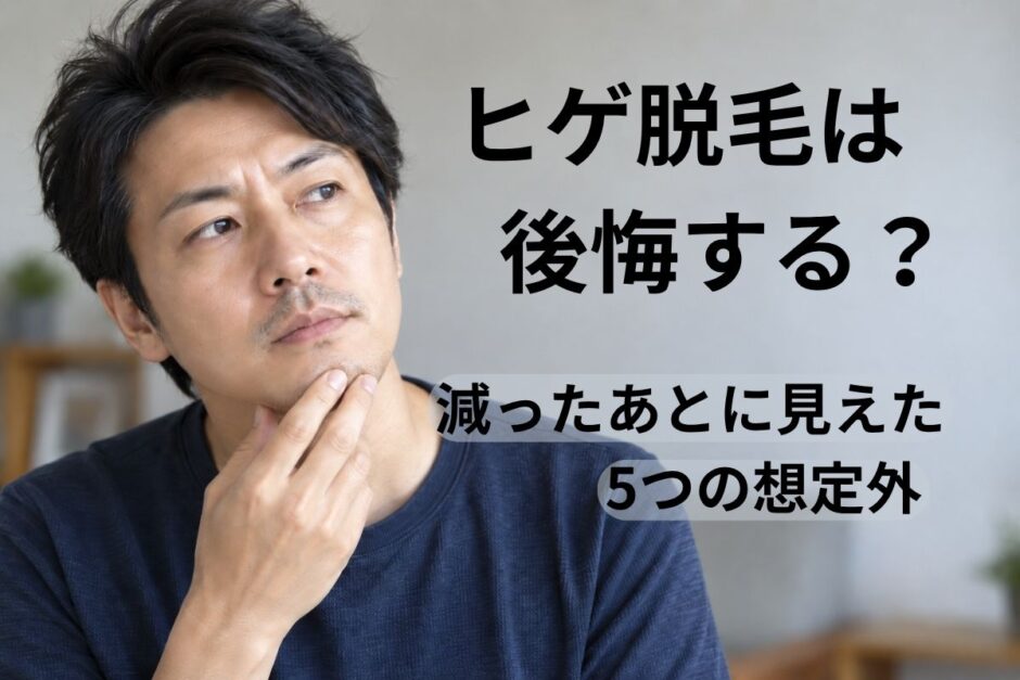 ヒゲ脱毛後に口周りとアゴの状態を確認しながら考える40代男性