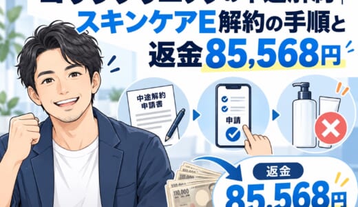 ゴリラクリニックの中途解約｜スキンケアE解約の手順と返金85,568円