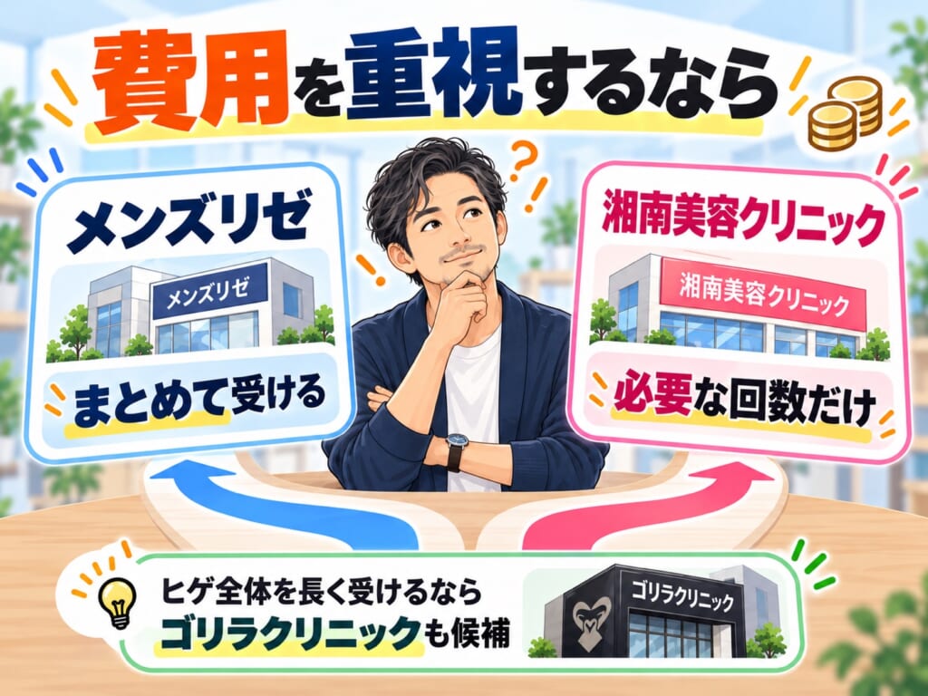 費用を重視する場合にメンズリゼと湘南美容クリニックを比較する考え方