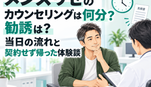 メンズリゼのカウンセリングは何分？勧誘は？当日の流れと契約せず帰った体験談